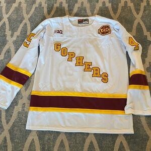 White Gophers Hockey Jersey with Maroon and Gold Accents